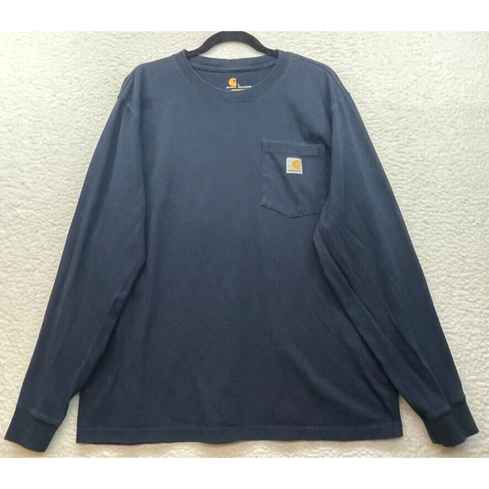 Carhartt Shirt Mens Large Blue Workwear Original Fit Workwear Graphic Logo Work